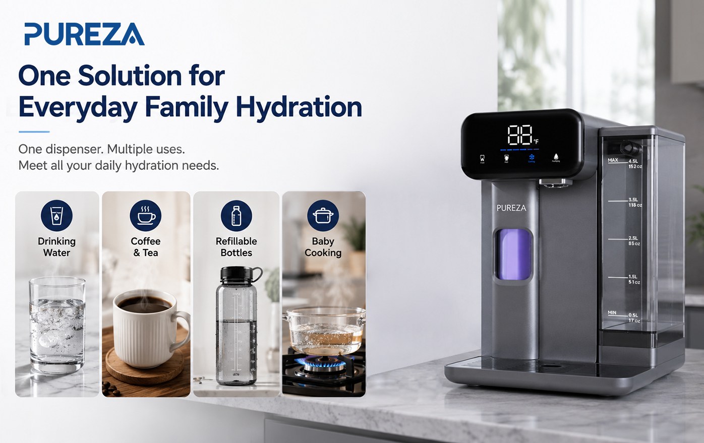 PU-T02 Countertop Cold Water Dispenser