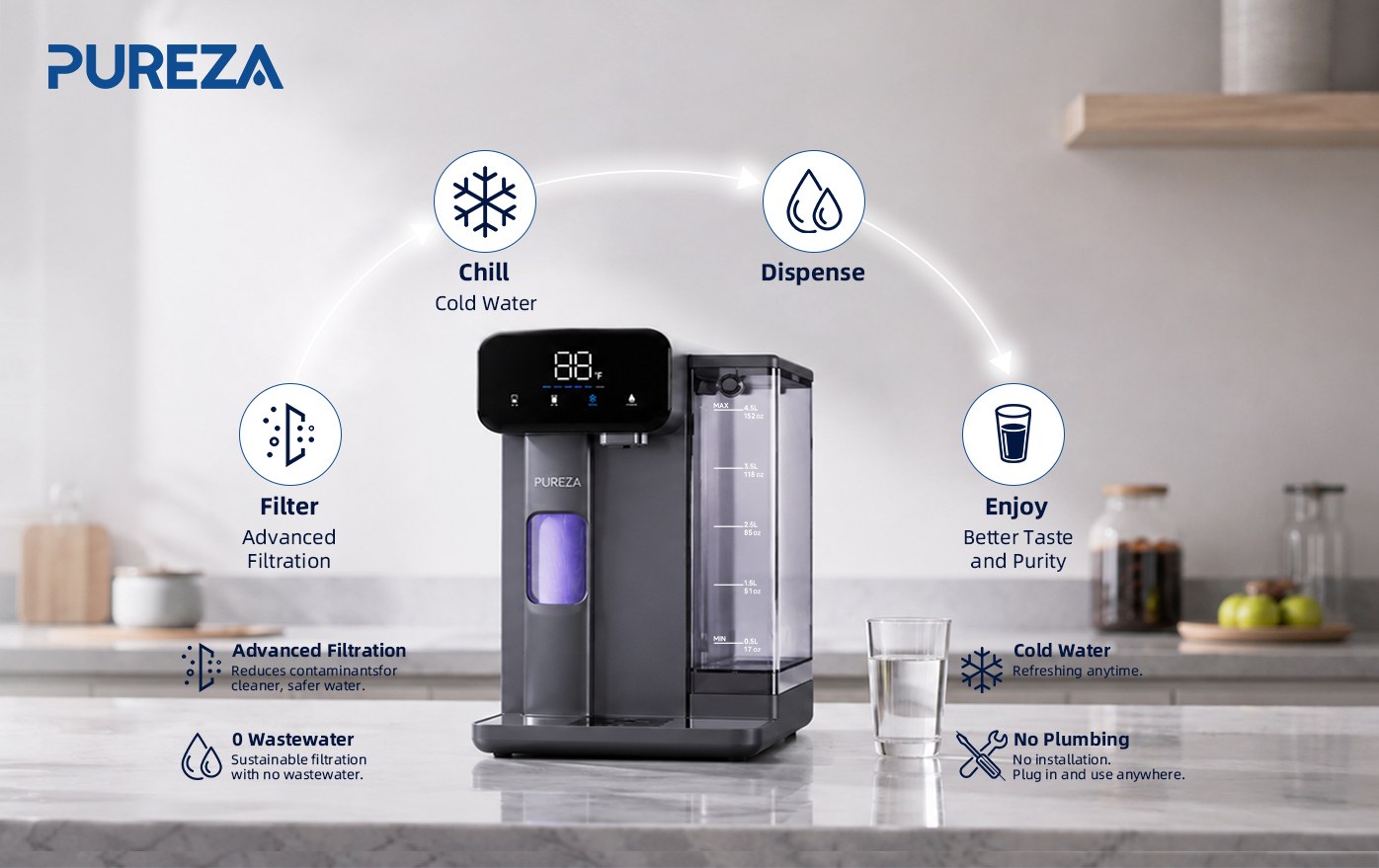 PU-T02 Countertop Cold Water Dispenser PU-T02 Countertop Cold Water Dispenser